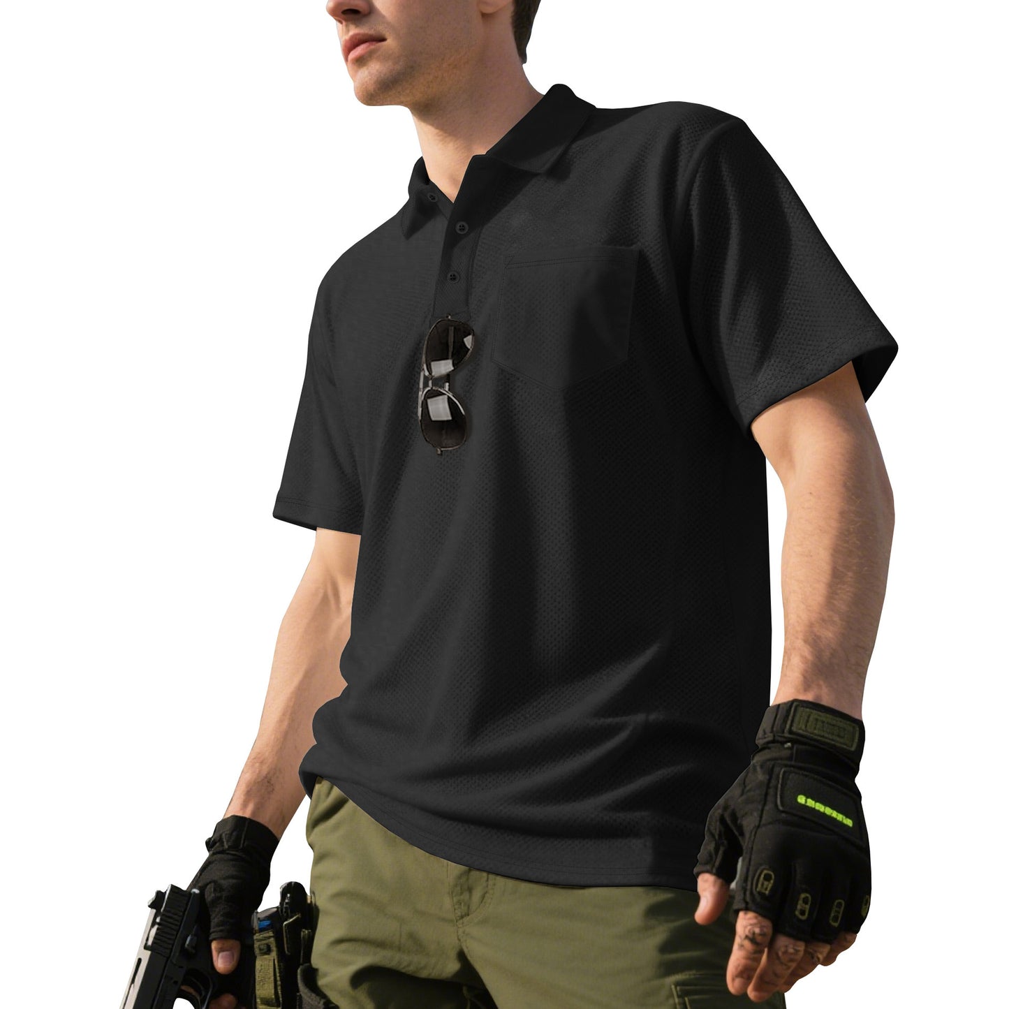Chemise polo pour hommes avec texture respirante et poche poitrine pratique Chic und Stil