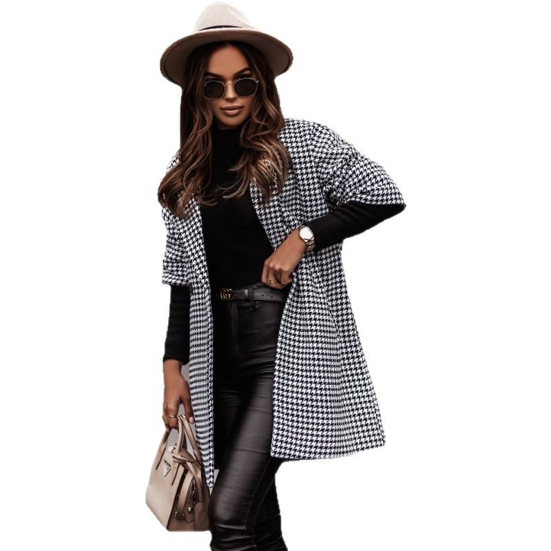 Ladies Oversized Check Coat Chic and Style