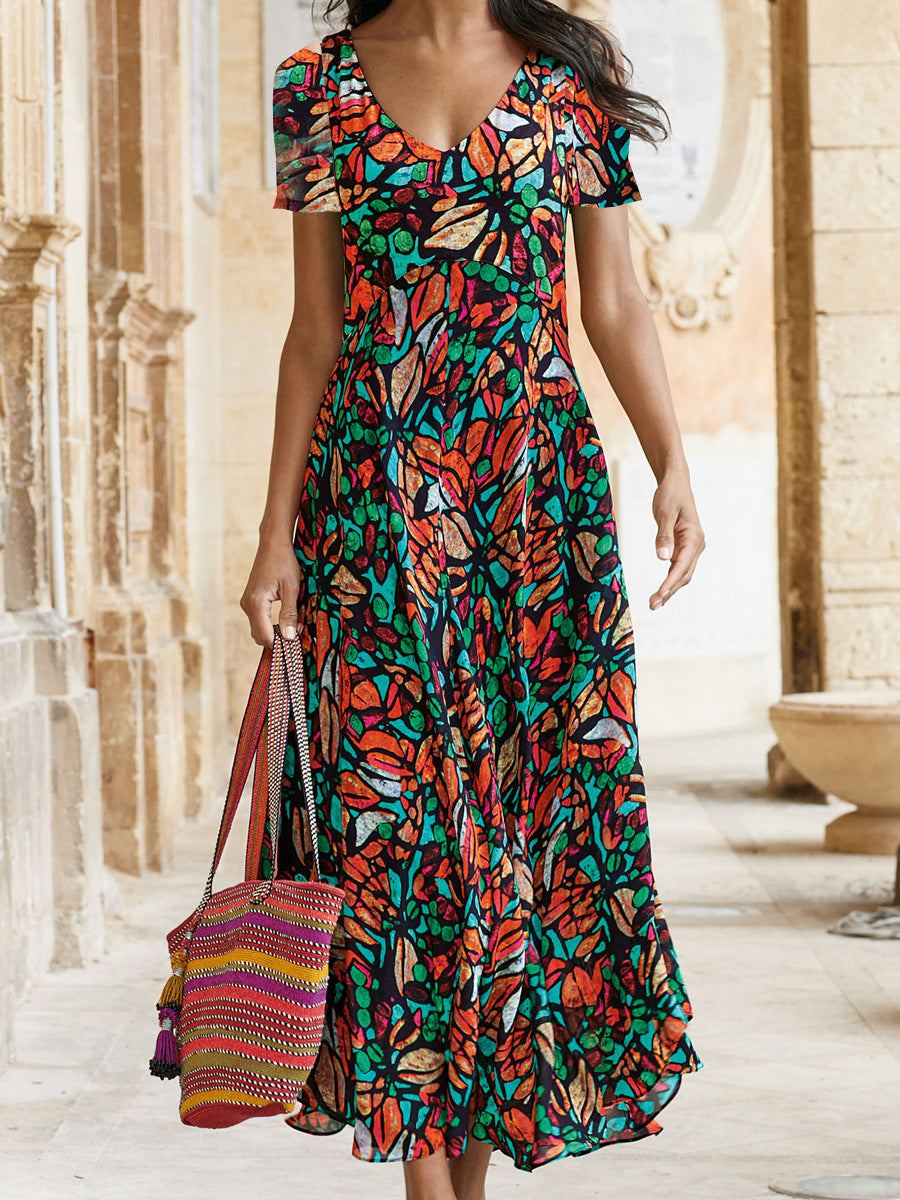 Robe maxi femme avec motif floral et manches volumineuses Chic und Stil