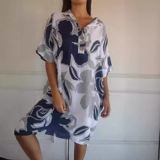 Robe de plage aérienne pour dames avec motif tendance et poches latérales Chic und Stil