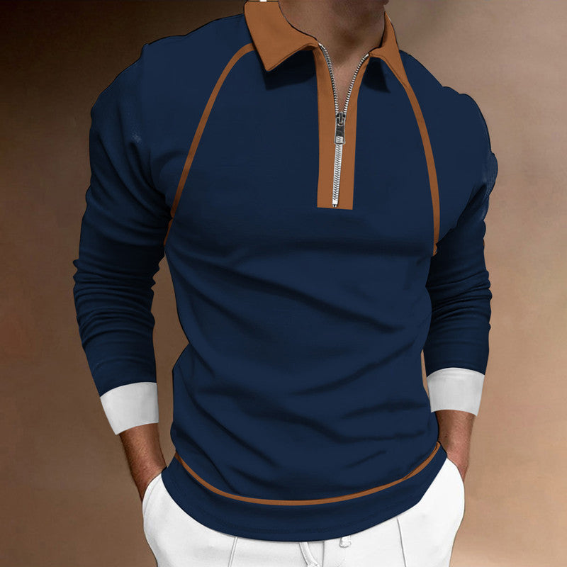 Chemise polo à manches longues pour hommes avec fermeture éclair moderne et accents sportifs Chic und Stil