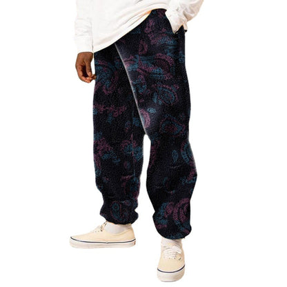 Soft fleece pants for men with floral pattern and elastic waistband Chic und Stil