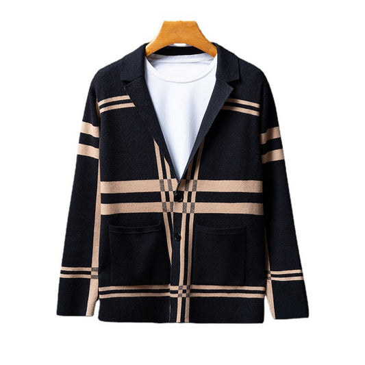 Blazer en tricot élégant pour hommes avec un motif à carreaux moderne Chic und Stil