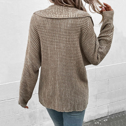 Pull en tricot confortable pour femmes avec col large et finitions de manches modernes Chic und Stil