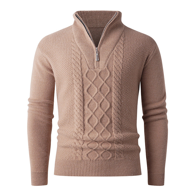 Thick knit pullover for men with a modern high collar and functional zipper Chic und Stil