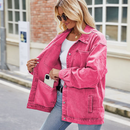 Veste en denim pour femmes au style oversize décontracté avec poches pratiques Chic und Stil