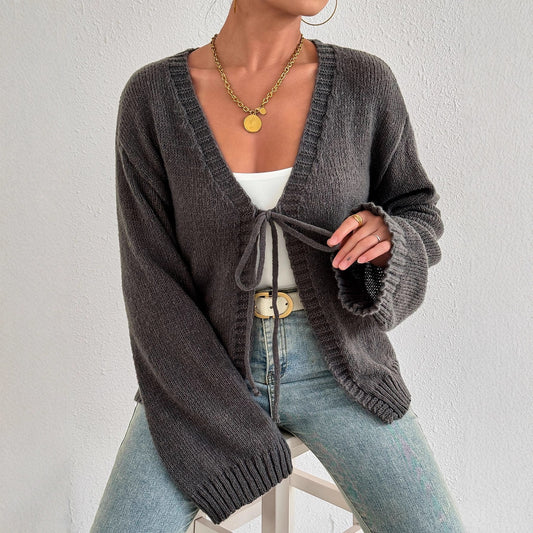 Cardigan en tricot confortable pour femmes avec un lien moderne Chic und Stil
