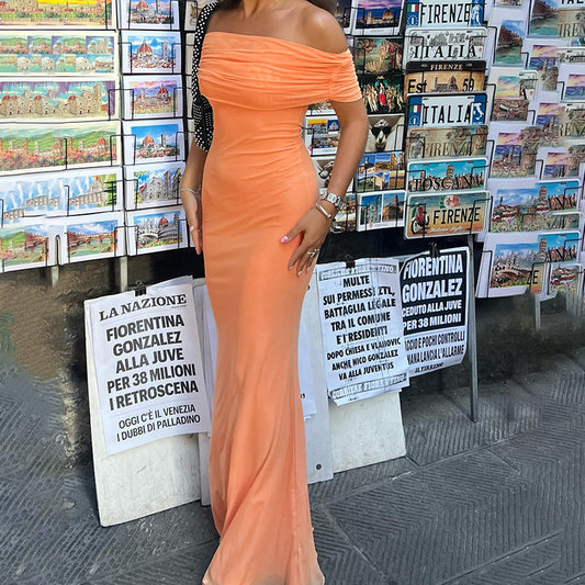 Robe de soirée élégante pour femmes avec un design sans épaules Chic und Stil