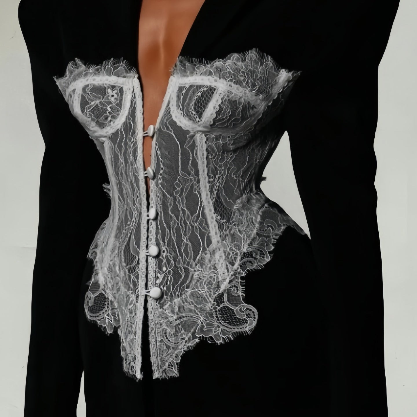 Blazer de couture pour femmes avec insertions en dentelle Chic und Stil
