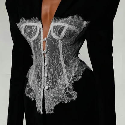 Blazer de couture pour femmes avec insertions en dentelle Chic und Stil
