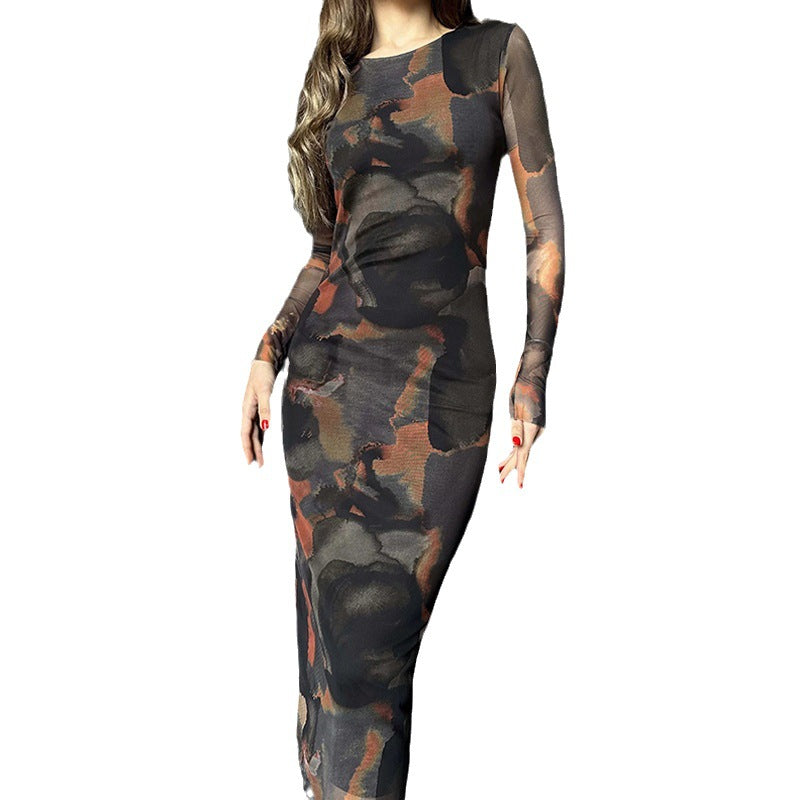 Robe Longsleeve Ajustée Pour Femme avec Imprimé Floral Chic und Stil