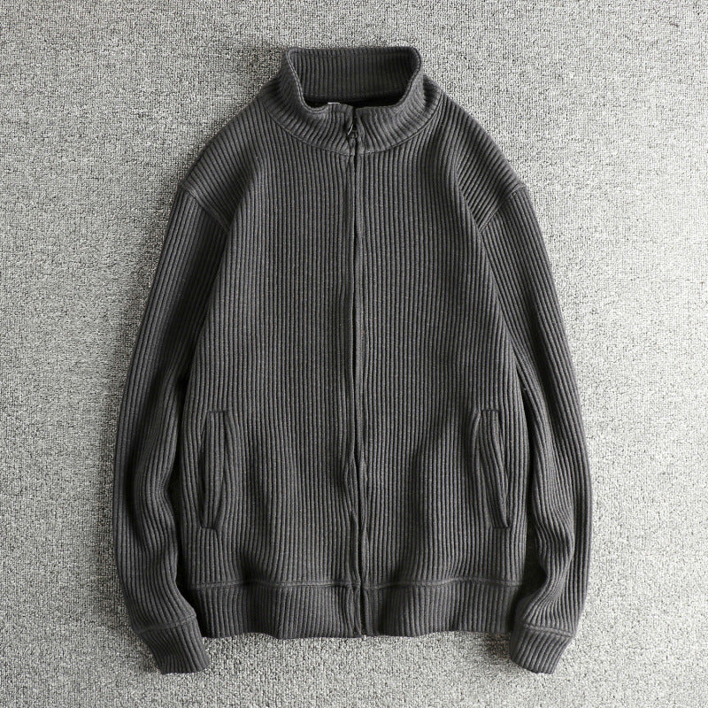 Knit jacket for women with high collar and practical pockets Chic and Style