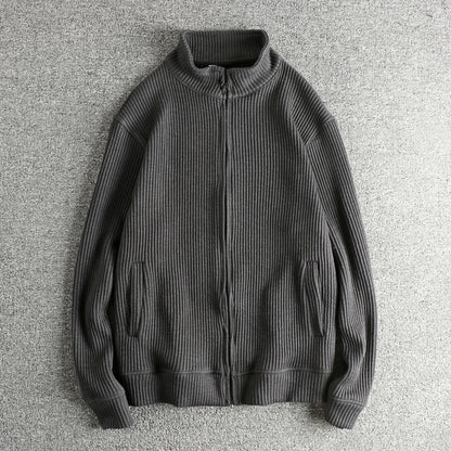 Knit jacket for women with high collar and practical pockets Chic and Style