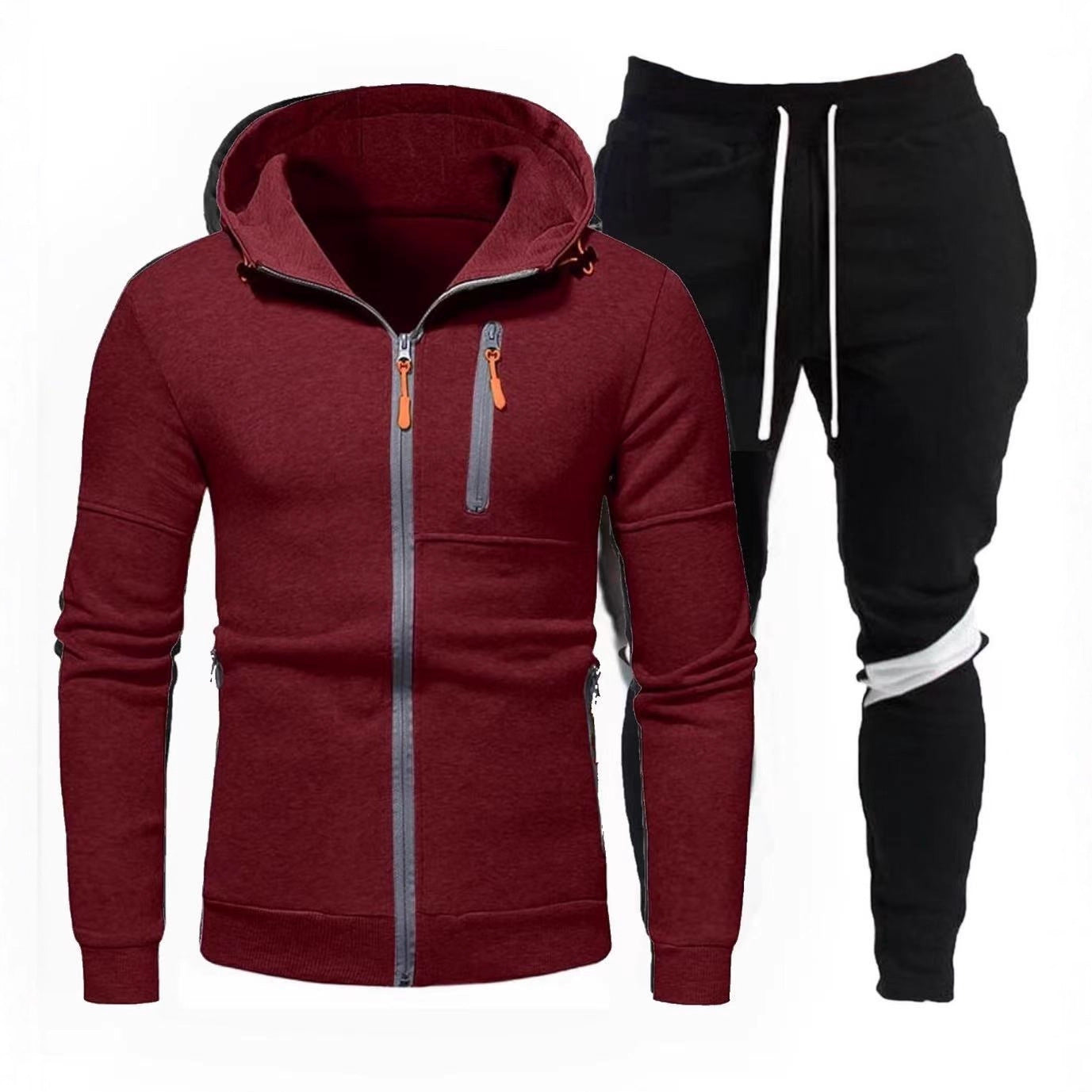 Sporty hoodie for men with practical zipper and chic jogger pants