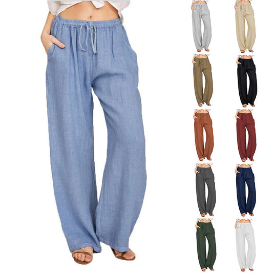 Comfortable and lightweight linen pants for women with elastic waistband and practical side pockets Chic and Style