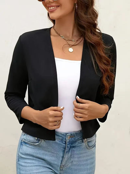 Cardigan féminin aéré avec design avant ouvert et manches ¾ Chic und Stil