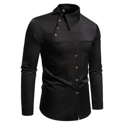 Chemise à manches longues pour hommes avec col innovant et design asymétrique Chic und Stil