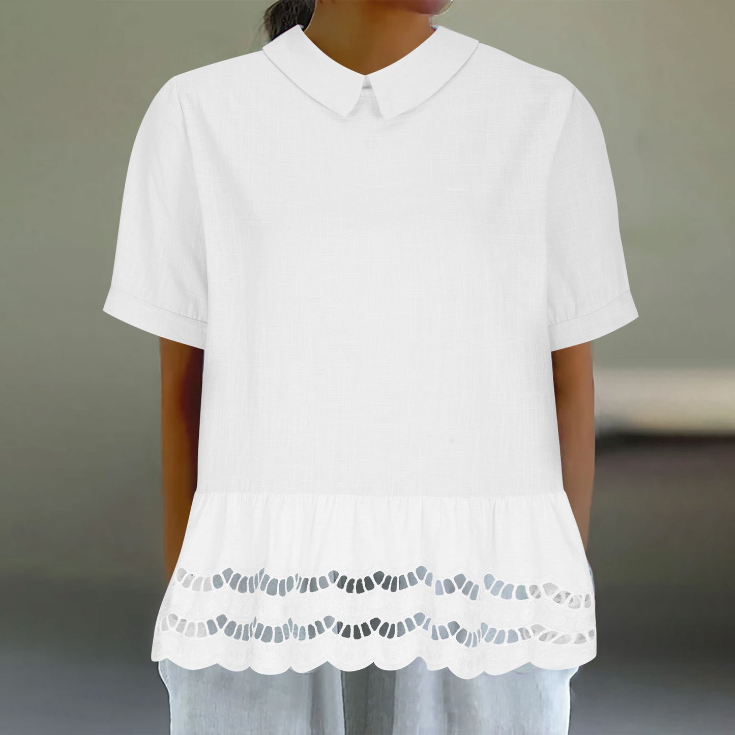 Dames Chic Blouse Peplum Brodée Chic und Stil