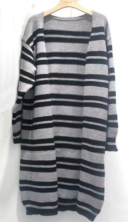 Cardigan côtelé décontracté pour femme avec un motif rayé moderne et une coupe ouverte Chic und Stil