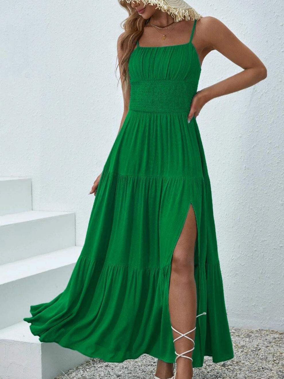 Femmes Robe Maxi Élégante à Volants Chic und Stil