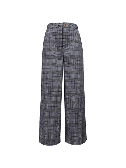 Pantalon à carreaux taille haute pour dames avec jambe large et coupe élégante Chic und Stil