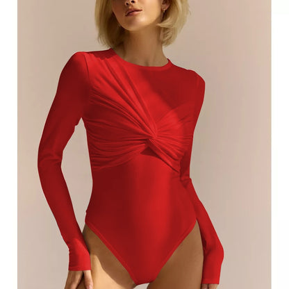 Ladies Long Sleeve Ruffled Body Chic and Style