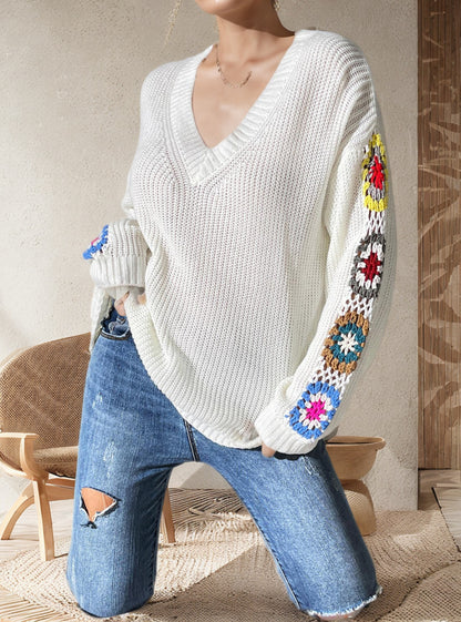 Pull en tricot pour femmes avec des accents de crochet ludiques et une coupe ample Chic und Stil