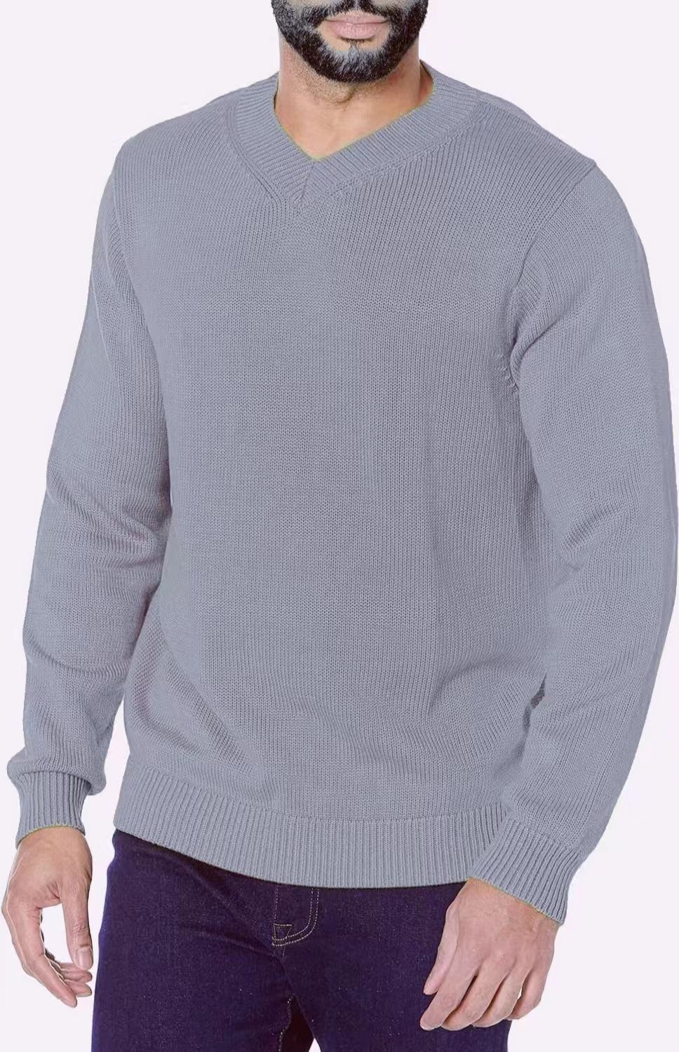 Pull en V à col pour hommes en tricot fin Chic und Stil