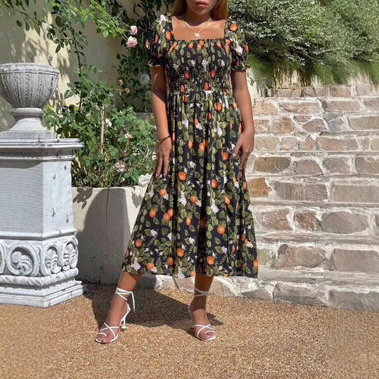 Robe maxi pour femmes avec broderies florales et insert élastique Chic und Stil