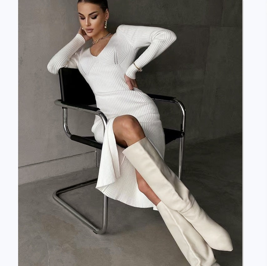 Robe maxi en tricot élégant pour dames avec une coupe raffinée et un design ajusté Chic und Stil