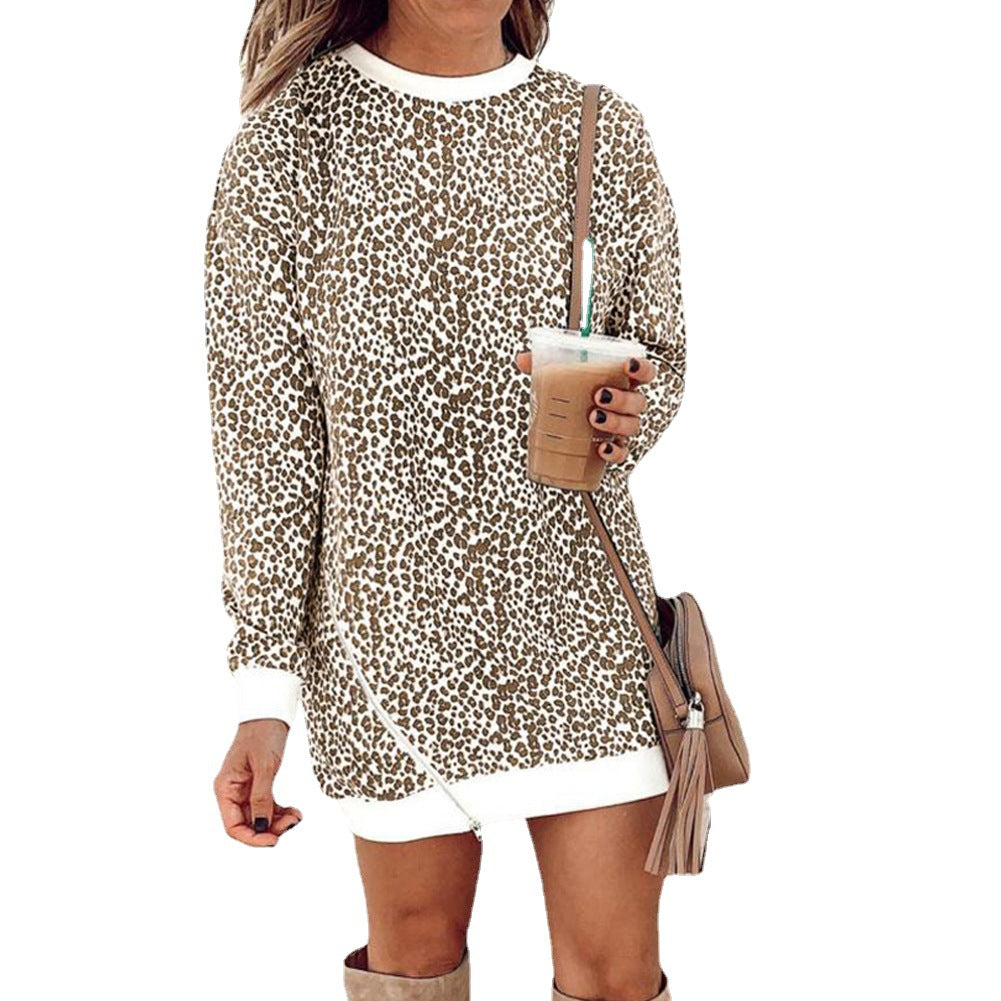 Robe en sweat pour femmes à motif léopard décontracté avec une coupe large Chic und Stil