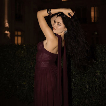 Dames Robe Maxi Chiffon Élégante Chic und Stil