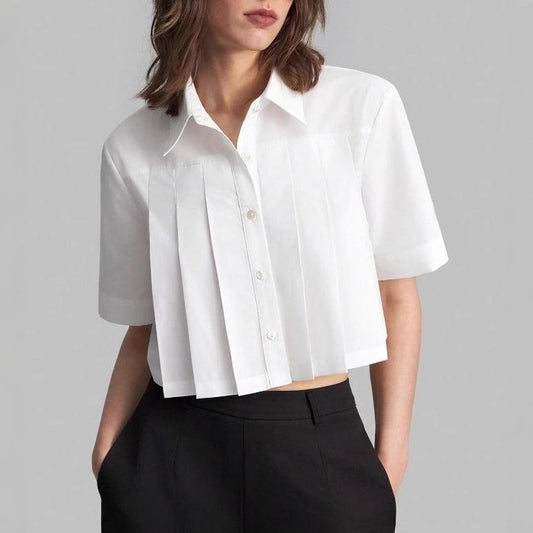 Chemisier à manches courtes pour femmes avec un élégant effet plissé Chic und Stil