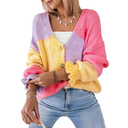 Cardigan oversize à la mode pour femmes avec motif rayé coloré et manches volumineuses Chic und Stil