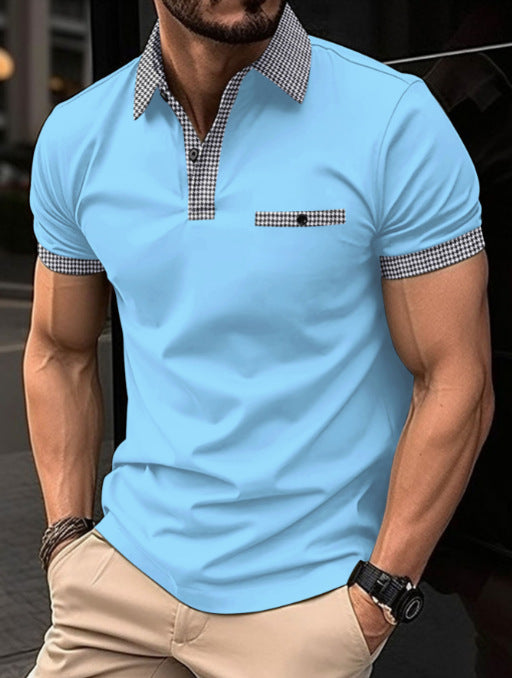 Polo-shirt décontracté pour hommes avec coupe de col à carreaux unique Chic und Stil