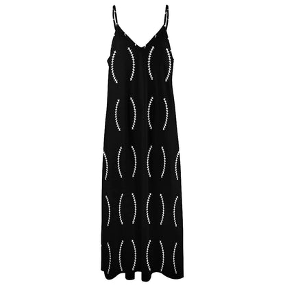 Robe maxi pour femmes avec un décolleté en V ludique et des motifs contrastés élégants Chic und Stil