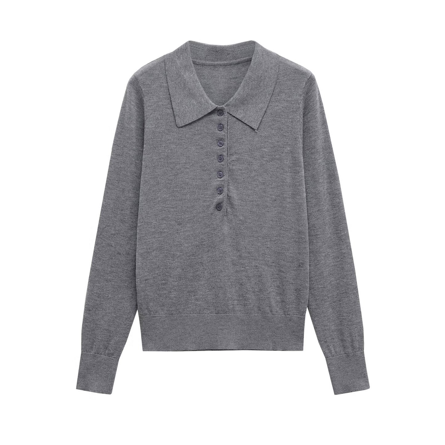 Pull femme à manches longues avec col polo et décolleté boutonnable Chic und Stil