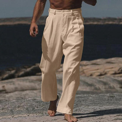 Pantalon en lin élégant pour hommes avec coupe large et grand confort de port Chic und Stil