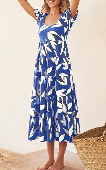 Robe maxi pour femme avec ourlet fluide et motif floral Chic und Stil