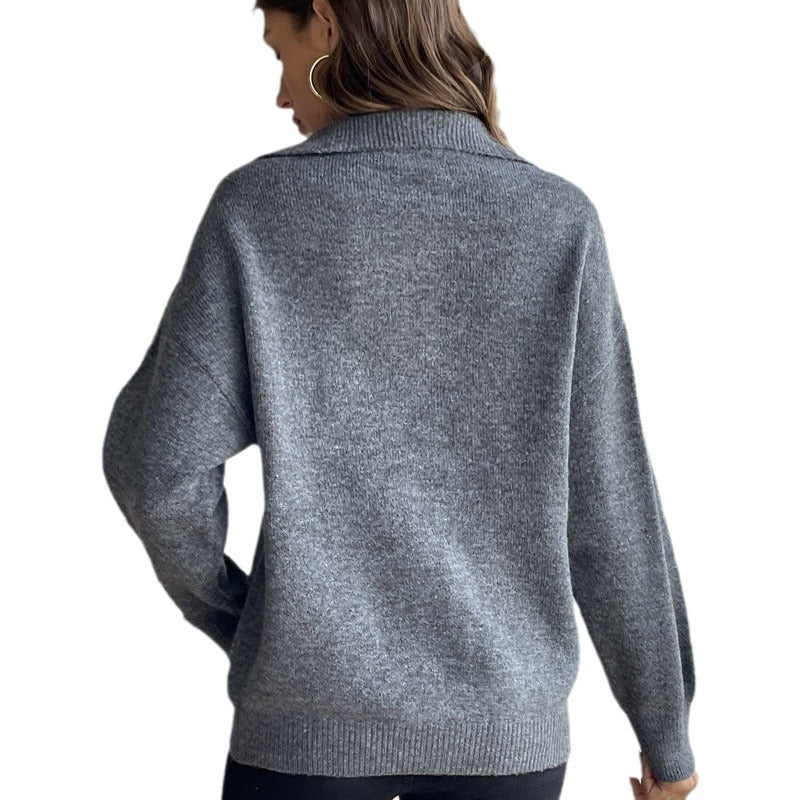 Chic and Style stylish high-neck knitted pullover with zip for women