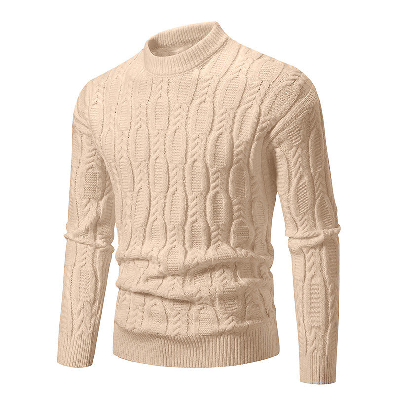 Chunky knit pullover for men with a modern cable pattern and a round neck Chic and Style