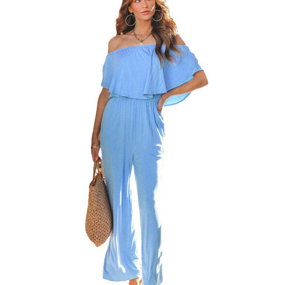Combinaison off-shoulder pour femmes avec jambes larges et taille élastique Chic und Stil