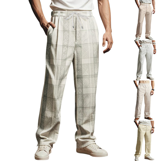 Casual pants for men with adjustable drawstring and modern checkered details Chic and Style