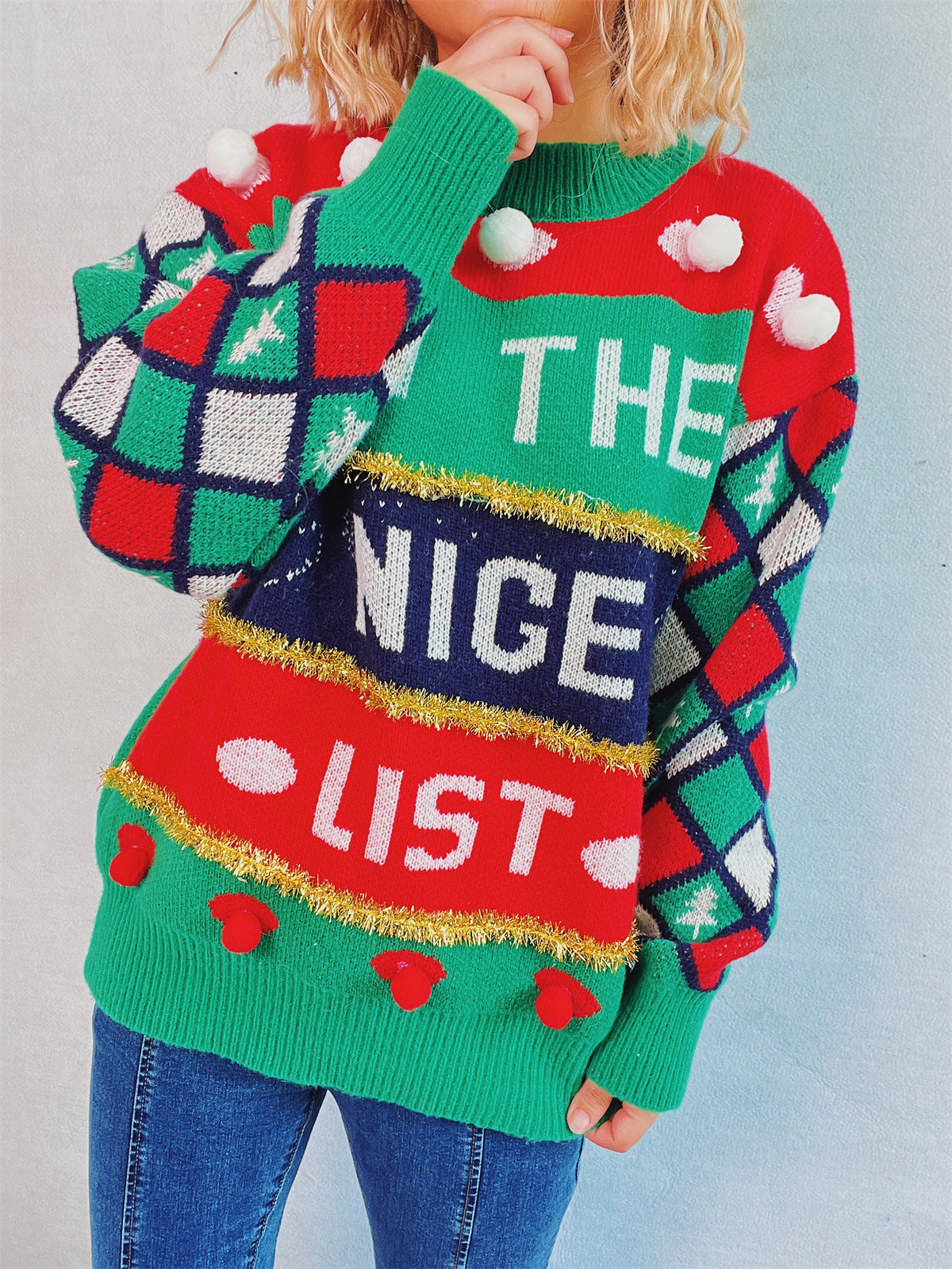 Dames pull festif avec design de Noël et détails ludiques Chic und Stil