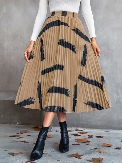 Jupe plissée pour femmes avec motif tendance et ceinture élastique Chic und Stil