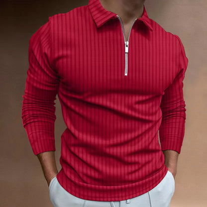 Polo à manches longues pour hommes avec fermeture éclair à la mode Chic und Stil