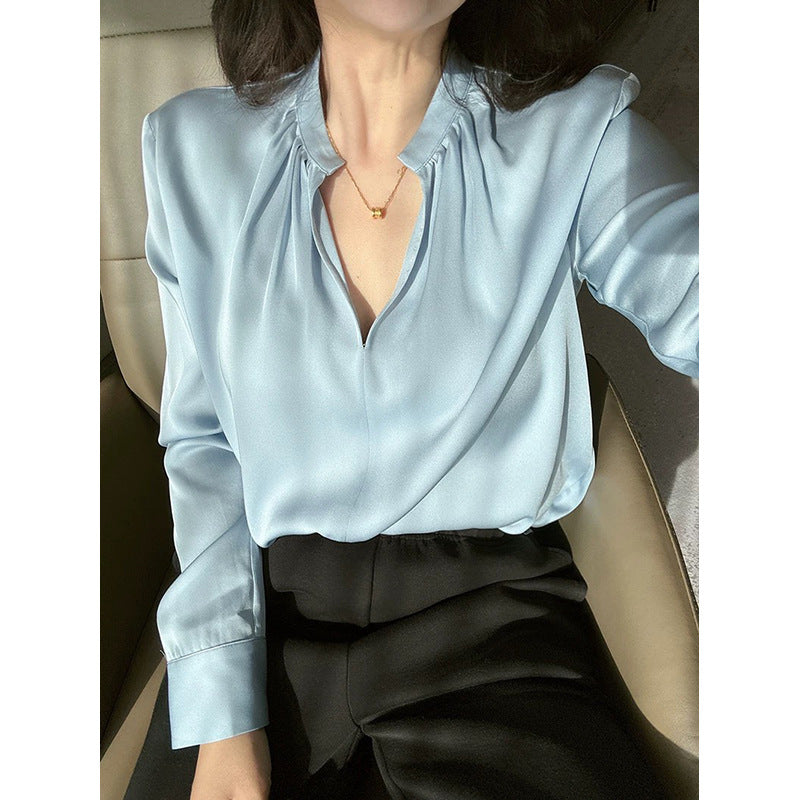 Chemisier long à manches pleates élégant pour femmes Chic und Stil