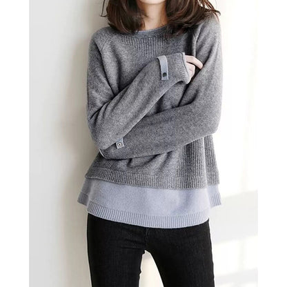 Pull en tricot texturé superposé pour femmes Chic und Stil