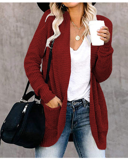 Cardigan en tricot décontracté pour femmes avec des ouvertures à l'avant et de grandes poches Chic und Stil