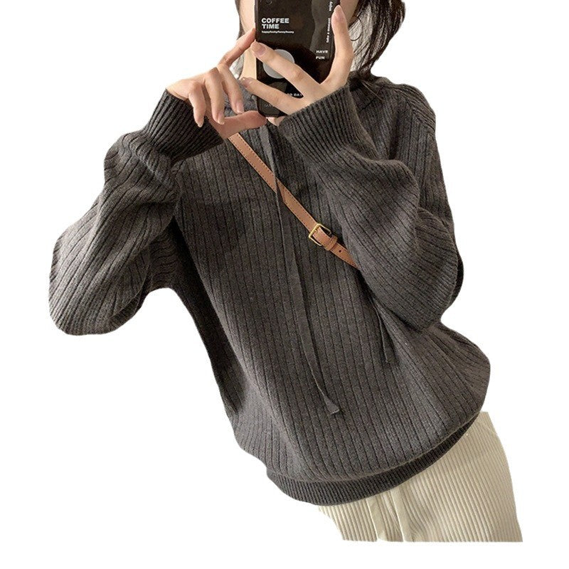 Pull en tricot décontracté pour femmes avec capuche et fine texture côtelée Chic und Stil